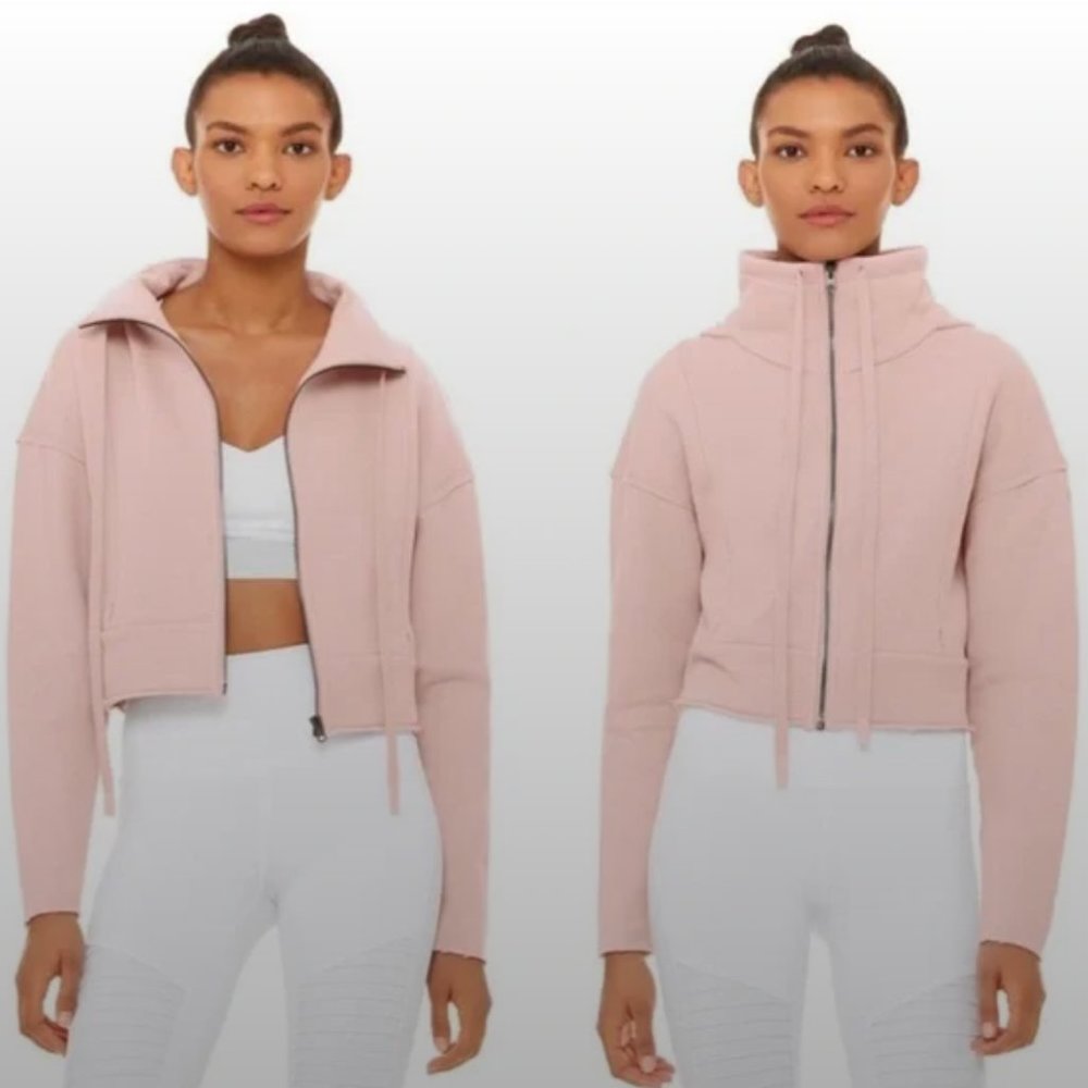 Alo - Blush high neck pink zip up sweatshirt - size small